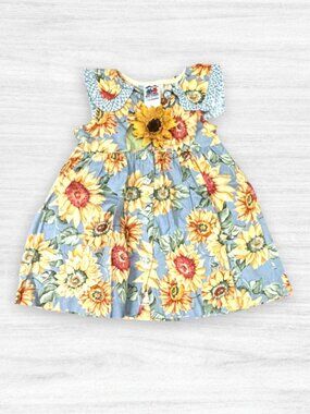 Vintage Pete’s Partner Girls Sunflower Dress 3T Cottagecore Prairie Floral USA